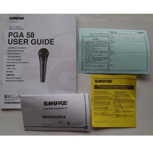 SHURE　Dynamic Vocal マイク PGA58（XLRケーブル付） 楽器のレコーディング/PA機器(マイク)の商品写真