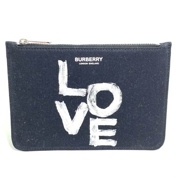 BURBERRY(バーバリー)のバーバリー BURBERRY LOVE メイクポーチ 化粧ポーチ コインケース クラッチバッグ ポーチ キャンバス ブラック 未使用 レディースのファッション小物(ポーチ)の商品写真