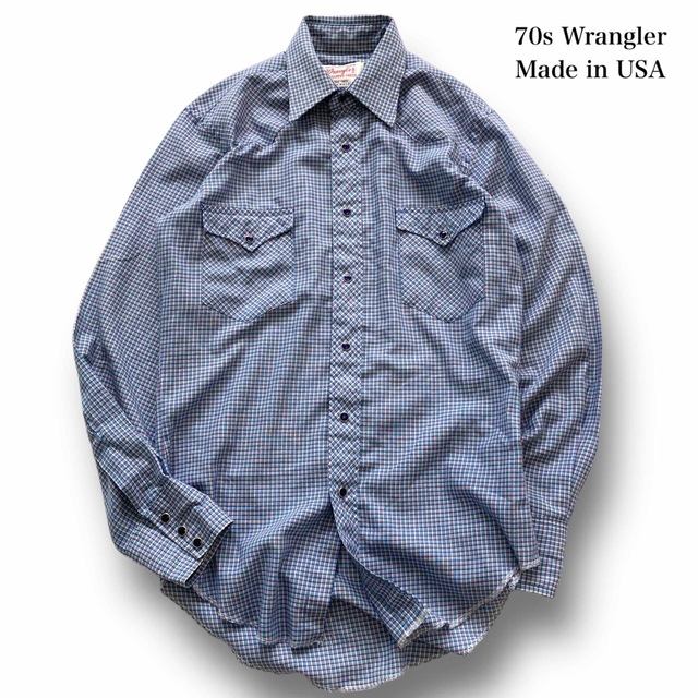 【Wrangler】70s ラングラー チェックウエスタンシャツ  USA製