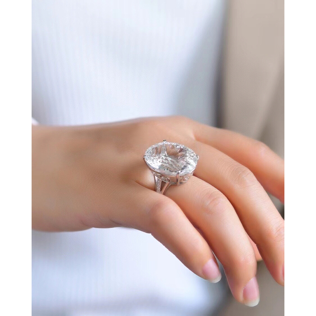 ⭐︎【高級】白水晶 リング s925 10.9g レディースのアクセサリー(リング(指輪))の商品写真