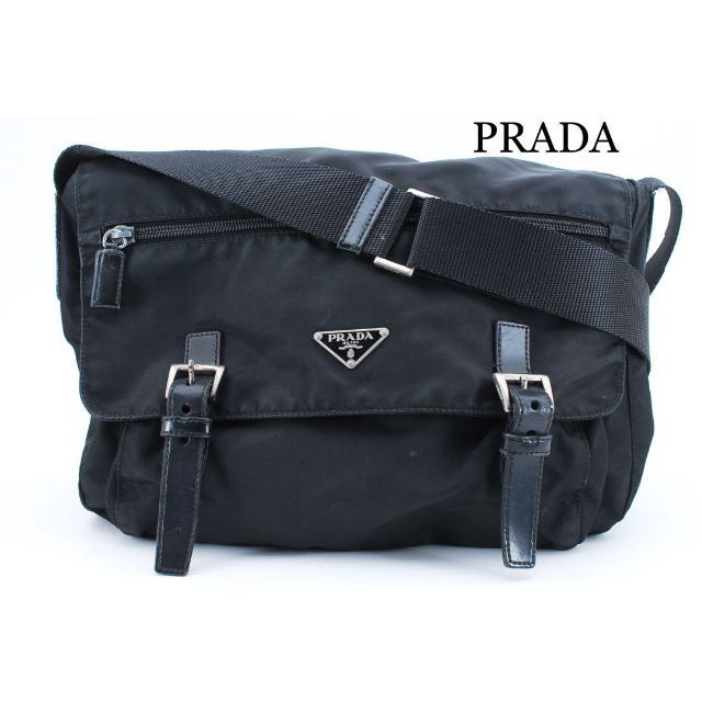 【美品】PRADA プラダ ショルダーバッグ メッセンジャーバッグ ブラック 黒