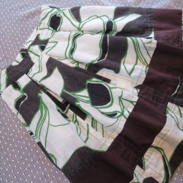 KENZO(ケンゾー)のKENZO  リネン　スカート　フレア　グリーン　　 レディースのスカート(ひざ丈スカート)の商品写真