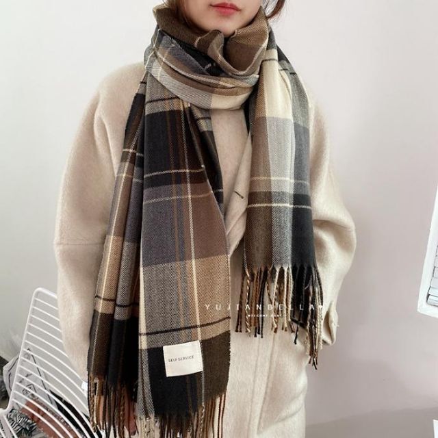 大判 マフラー ストール 膝掛け チェック 格子柄 膝掛け ブランケット 韓国 | フリマアプリ ラクマ
