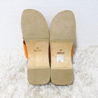 Hermes - 美品 HERMES ウッドソール フールトゥ サンダル オレンジ