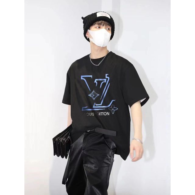 LVルイヴィトン Tシャツ半袖 ブラック 男女兼用 セール 28%割引