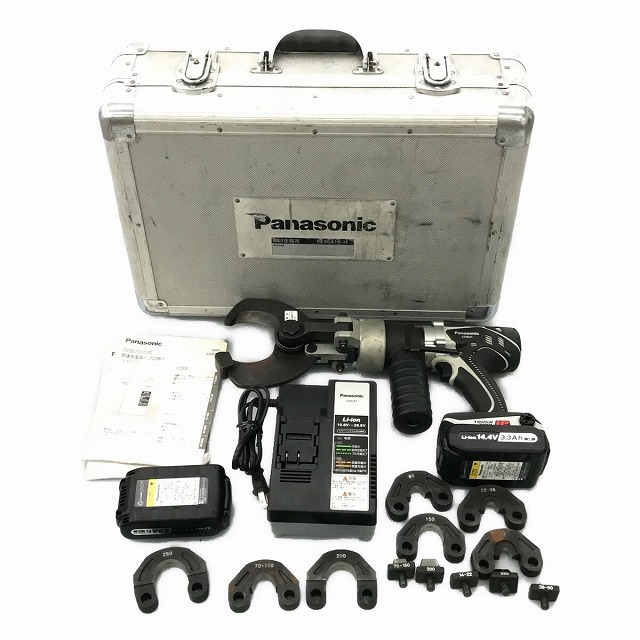 ☆品☆Panasonic パナソニック 14.4V 充電圧着器 EZ4641K バッテリー2個(3.3AH) 充電器 ケーブルカッター 油圧式圧着工具 70510