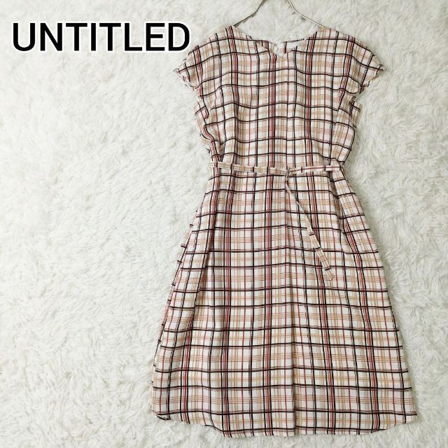 UNTITLED(アンタイトル)のUNTITLED アンタイトル チェック柄ワンピース ひざ丈 フレンチスリーブ レディースのワンピース(ひざ丈ワンピース)の商品写真