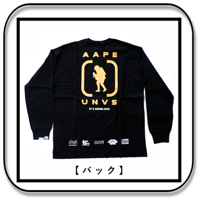 Aape　AAPE UNVS  Ｔシャツ　長袖 ブラック サイズＭ