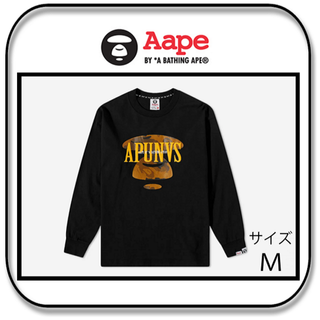 エーエイプバイアベイシングエイプ(AAPE BY A BATHING APE)のAape　AAPE UNVS  Ｔシャツ　長袖 ブラック サイズＭ(Tシャツ/カットソー(七分/長袖))