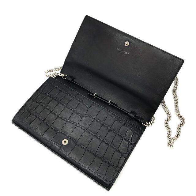 Yves SaintLaurent』サンローラン型押しチェーンショルダーバッグ-