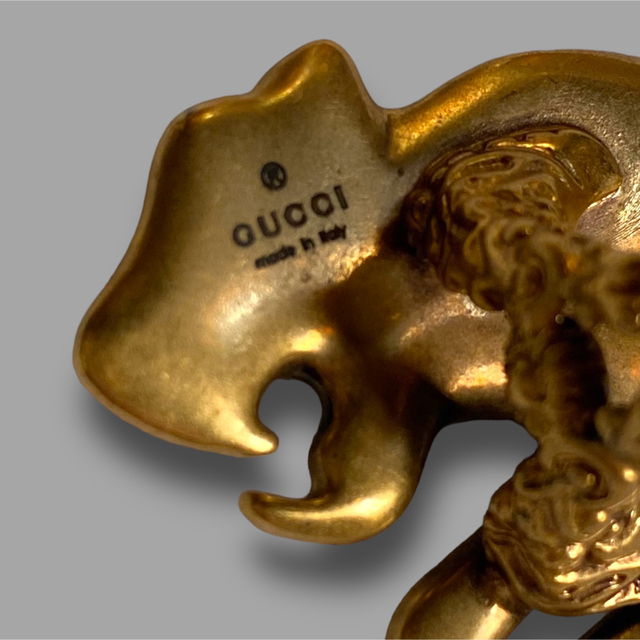 希少 GUCCI タイガー ダブルフィンガー クリスタル ゴールドリング 指輪-