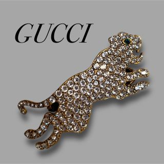 グッチ(Gucci)の希少 GUCCI タイガー ダブルフィンガー クリスタル ゴールドリング 指輪(リング(指輪))