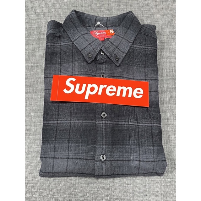 M 黒 supreme shadow plaid flannel shirt