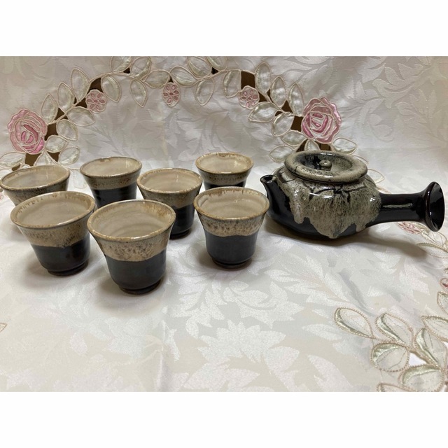 焼き物茶器(湯呑み、急須)セット エンタメ/ホビーの美術品/アンティーク(陶芸)の商品写真