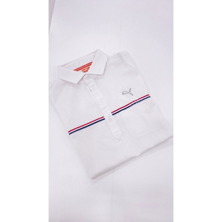 プーマ(PUMA)の値下げ　プーマ　ポロシャツ　半袖　白　サイズM トリコロール　puma(ポロシャツ)