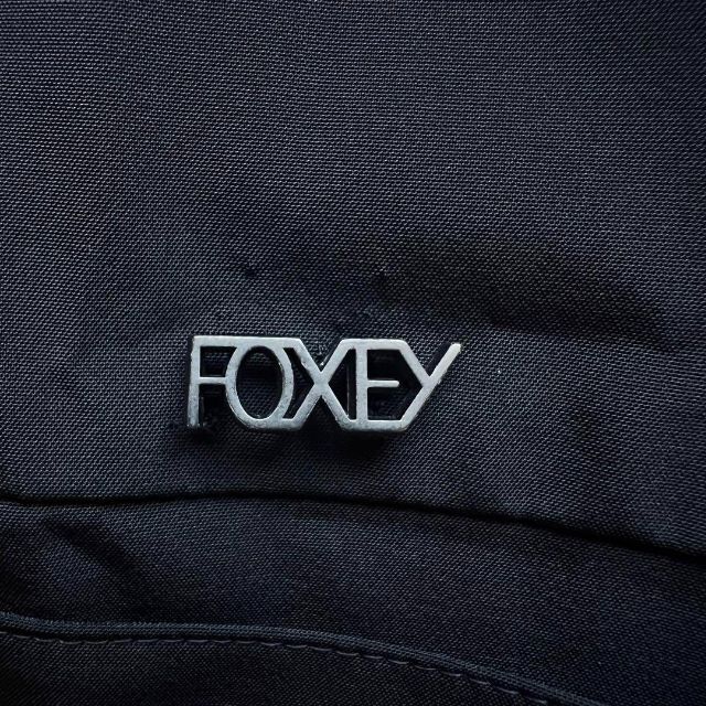 【美品】FOXEY NEW YORK 膝丈ワンピース ネイビー 半袖 ロゴ入り