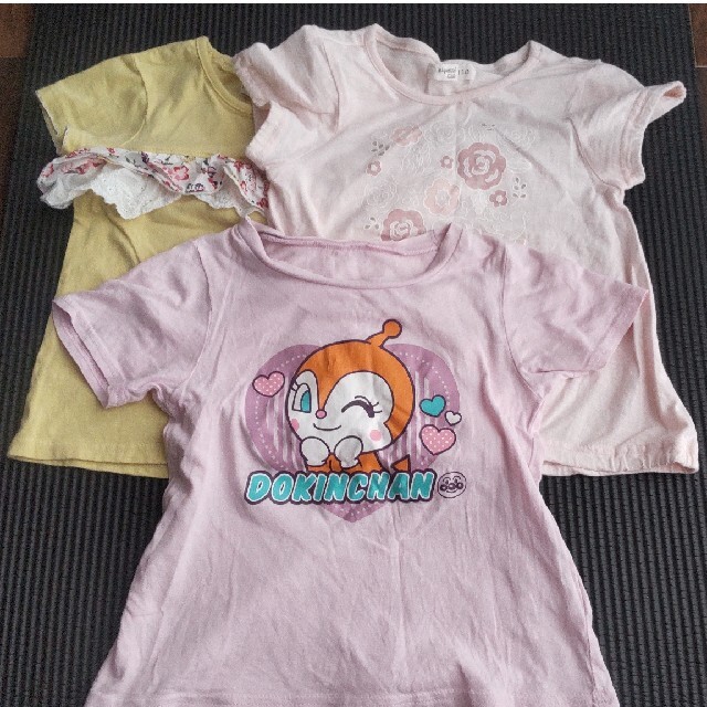 女の子　半袖カットソー　3枚組　サイズ110 キッズ/ベビー/マタニティのキッズ服女の子用(90cm~)(Tシャツ/カットソー)の商品写真