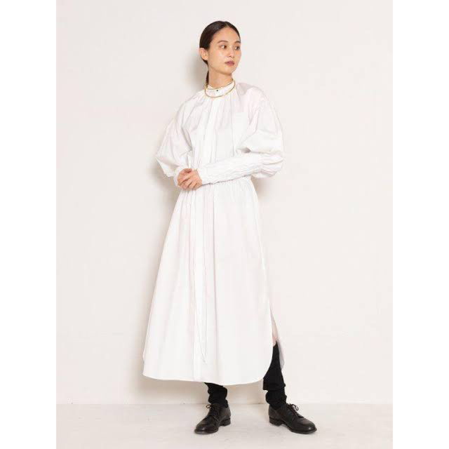 HYKE GATHERED BALLOON SLEEVE SHIRTDRESS