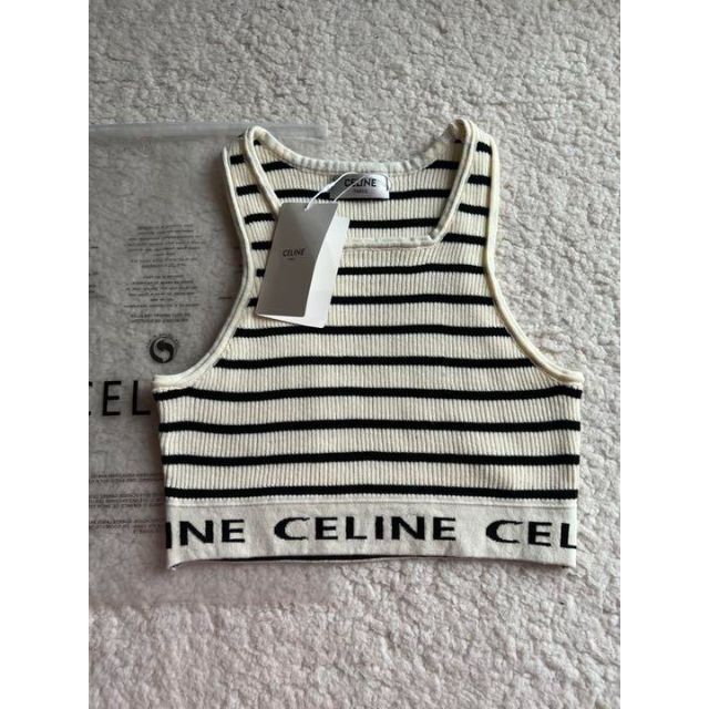 CELINE セリーヌ ロゴ ボーダー ブラトップ タンクトップM 24H限定 28