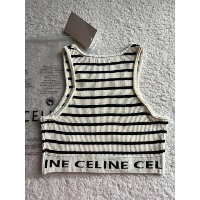 CELINE セリーヌ ロゴ ボーダー ブラトップ タンクトップM レディース