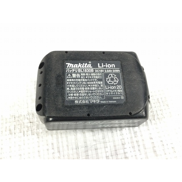 ☆中古品 2点セット☆makita マキタ 18V3.0AH 純正 バッテリー 1個 BL1830B 残量表示 充電器 DC18RCT 70447