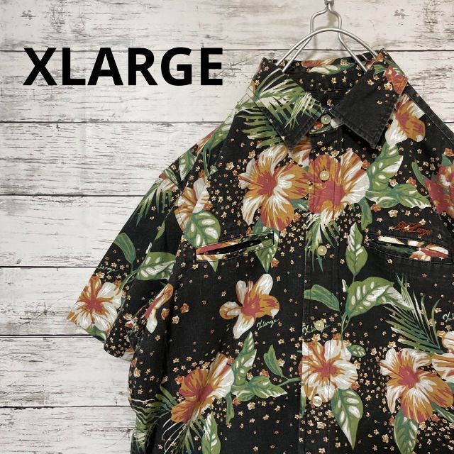 XLARGE アロハシャツ 麻混 リネン混 半袖シャツ ストリート 花柄 刺繍 | フリマアプリ ラクマ