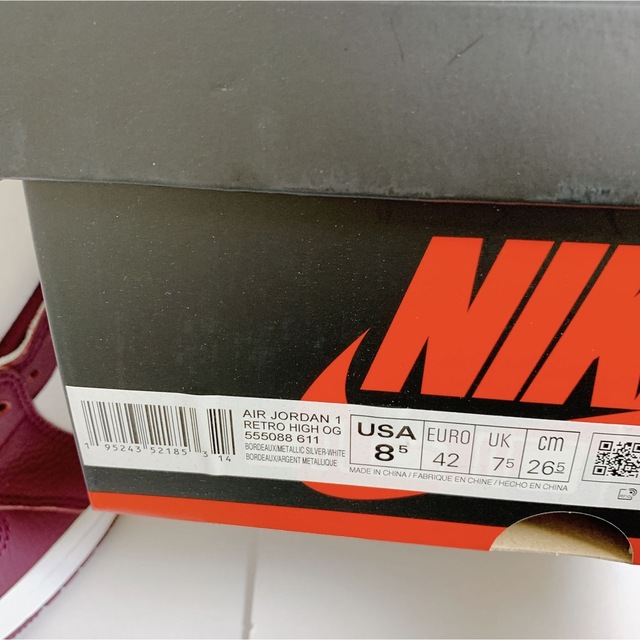 NIKE(ナイキ)の26.5cm ナイキ エアジョーダン1 ボルドー Jordan Bordeaux メンズの靴/シューズ(スニーカー)の商品写真