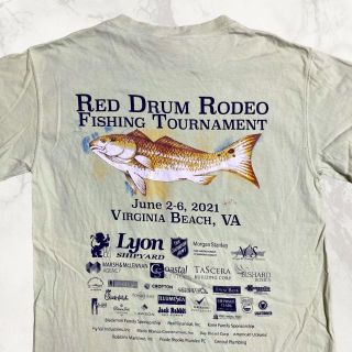 JFI ビンテージ   緑 レッドドラムロデオ　魚　釣り Tシャツ(Tシャツ/カットソー(半袖/袖なし))