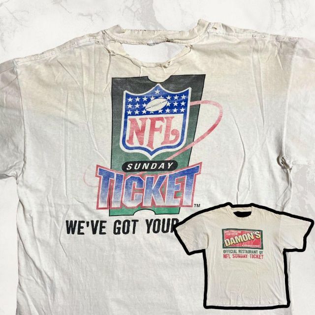 JFD  ビンテージ 白 NFL　アメフト　sunday ticket Tシャツ メンズのトップス(Tシャツ/カットソー(半袖/袖なし))の商品写真