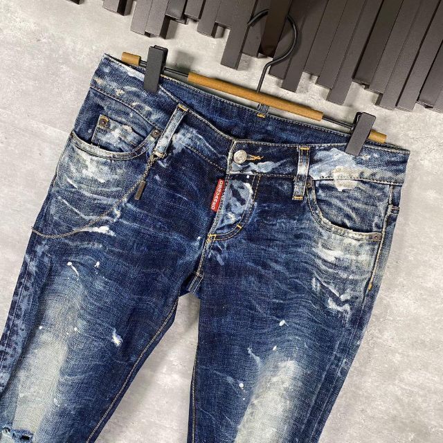 DSQUARED2』ディースクエアード (40) チェーン付きペイントジーンズ-