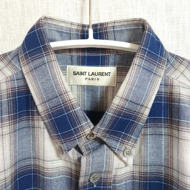 15AW エディ期 SAINT LAURENT PARIS オンブレシャツ-