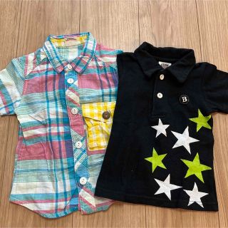 【ジャンクストアー】ベビートップス2枚セット　半袖、ボタンシャツ、90センチ(Tシャツ/カットソー)