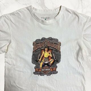 JDV ビンテージ   白 ハーレーダビッドソン　ピンナップガール Tシャツ(Tシャツ/カットソー(半袖/袖なし))