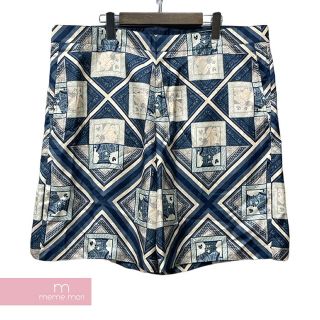 ディオール(Dior)のDior×Kenny Scharf 2021AW Bermuda Shorts 013C121A5352 ディオール×ケニー・シャーフ バミューダショーツ ショートパンツ ハーフパンツ 総柄 シルクツイル トランプ柄 ブルー×ベージュ サイズ54【230505】【中古-A】【me04】(スニーカー)