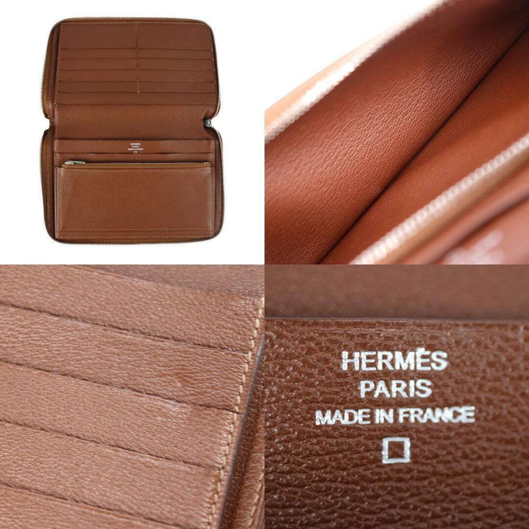 同時購入特典付き HERMES エルメス アザップ コンバイン 二つ折り財布 アリゲーター ブラウン系 シルバー金具 ラウンドファスナー 長財布 □Q刻印 【本物保証】