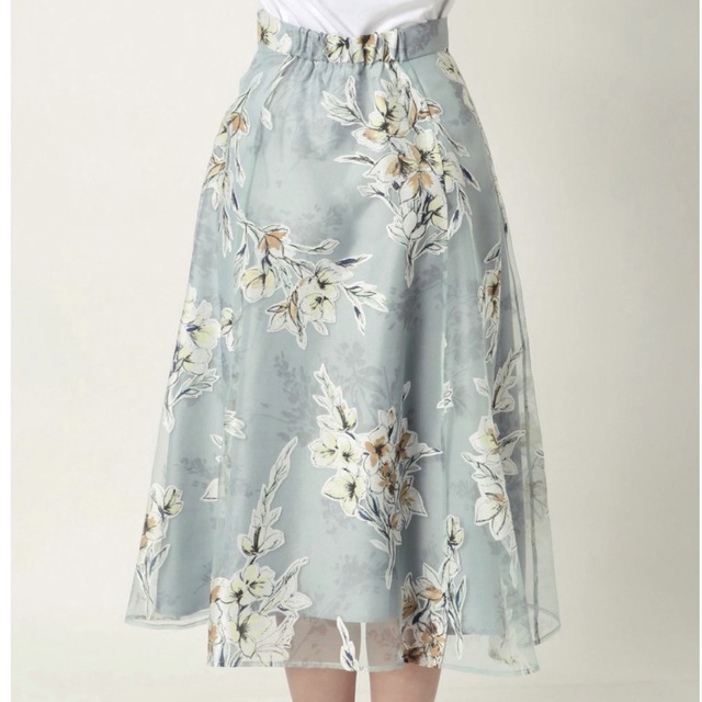 MERCURYDUO(マーキュリーデュオ)のMERCURYDUO オパールブーケフラワーフレアスカート ミントグリーン レディースのスカート(ひざ丈スカート)の商品写真