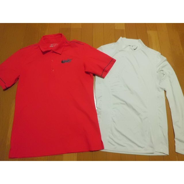 2枚　メンズM 　NIKE　ナイキゴルフ　赤半袖ポロシャツ 暖か長袖Tシャツ