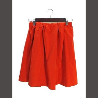ルージュヴィフ(Rouge vif)のルージュヴィフ 美品 ギャザータック 膝丈 スカート ナイロン オレンジ F(ひざ丈スカート)