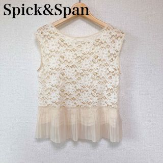 スピックアンドスパン(Spick & Span)のSpick&Span 花柄レースノースリーブカットソー　タンクトップ アイボリー(シャツ/ブラウス(半袖/袖なし))