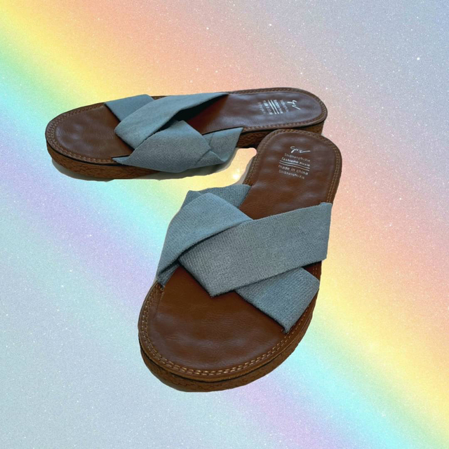 【SALE】フラットサンダル ぺたんこ 夏 ブルー 青 水色 サンダル レディースの靴/シューズ(サンダル)の商品写真