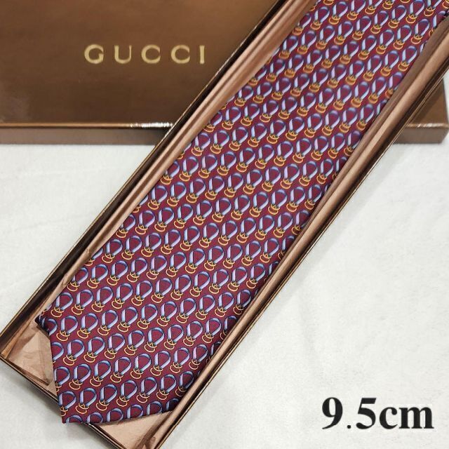 GUCCI】ハイブランドネクタイ☆総柄☆エンジ☆メンズ☆イタリア