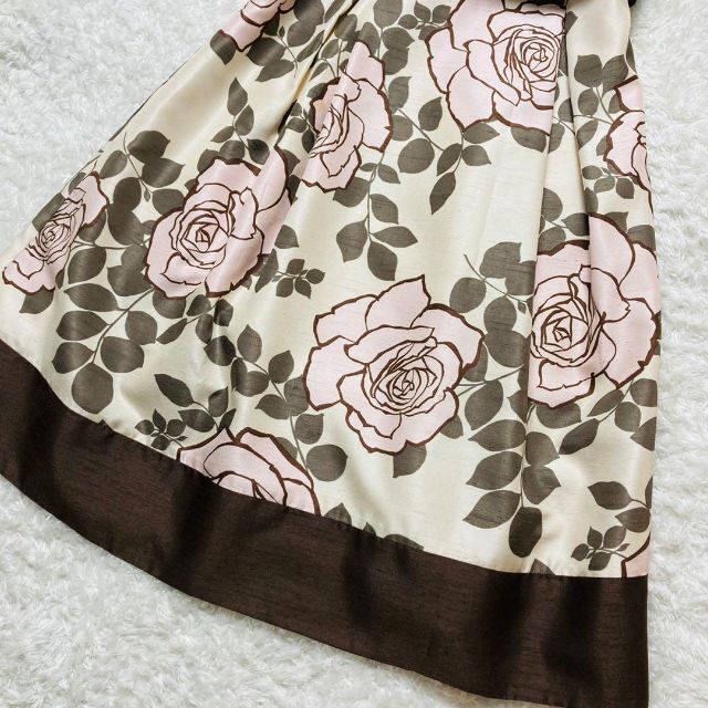 【極美品】M'S GRACY ワンピース 花柄 薔薇 リボンベルト アイボリー 【極美品】M'S GRACY ワンピース 花柄 薔薇 リボンベルト アイボリー