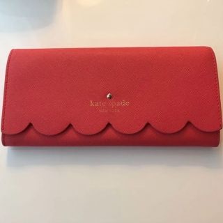 ケイトスペードニューヨーク(kate spade new york)のKate Spade スカラップ長財布　オレンジ×ピンク　バイカラー(長財布)