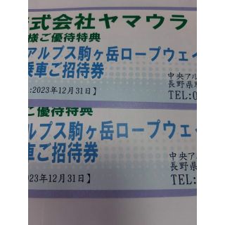 中央アルプス　駒ヶ岳ロープウェイ＋路線バス　往復ご招待券3枚(その他)