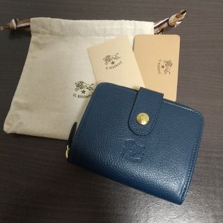 イルビゾンテ(IL BISONTE)の新品 イルビゾンテ 本革 レザー ラウンド ウォレット 財布 ネイビー 紺(折り財布)