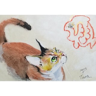 (魚かな) 猫　原画　絵画　イラスト　ドローイング(絵画/タペストリー)