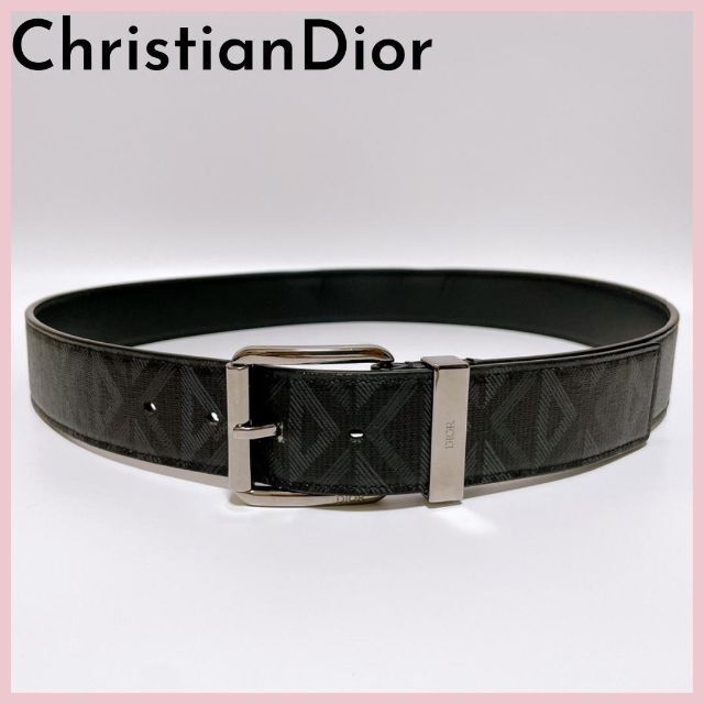 Christian Dior(クリスチャンディオール)のディオール CD ダイヤモンド キャンバス 90 ベルト ブラック ブランド メンズのファッション小物(ベルト)の商品写真