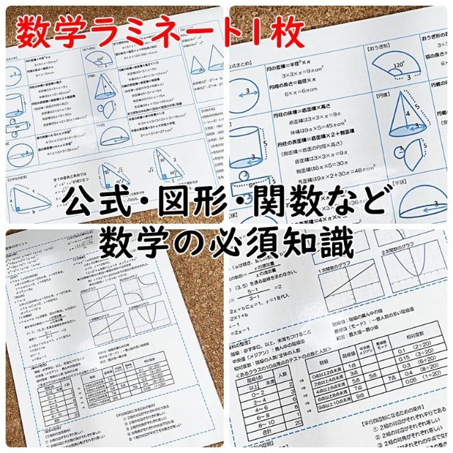 082】高校受験対策 数学、英語、国語、理科ラミネート4点セット