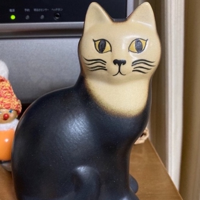 Lisa Larson(リサラーソン)のリサラーソン マンズ ミディアムサイズ ブラック 猫の置物 エンタメ/ホビーの美術品/アンティーク(陶芸)の商品写真