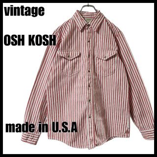 オシュコシュ(OshKosh)の80s~90s OSHKOSH　オシュコシュ　ストライプシャツ　USA製　L相当(シャツ)